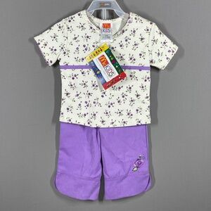 NEW Vintage McDonalds McKids Shirt Pants Set Girls 18 Months purple floral 90s